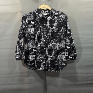 Stonebridge Paris Themed Print Button-Up Women’s 3/4 Sleeve Sz 10P